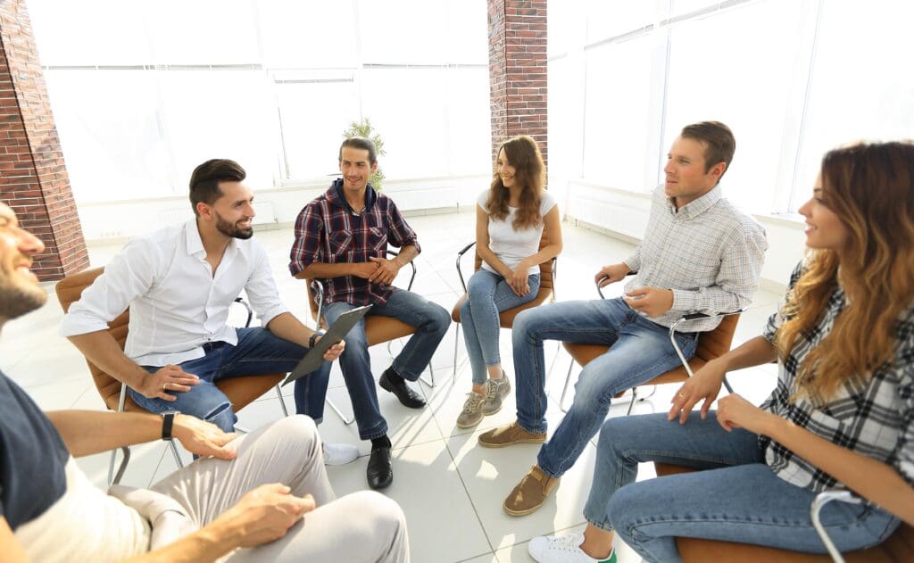 People enjoying group therapy during rehab in Mount Juliet, TN through Tulip Hill Recovery.