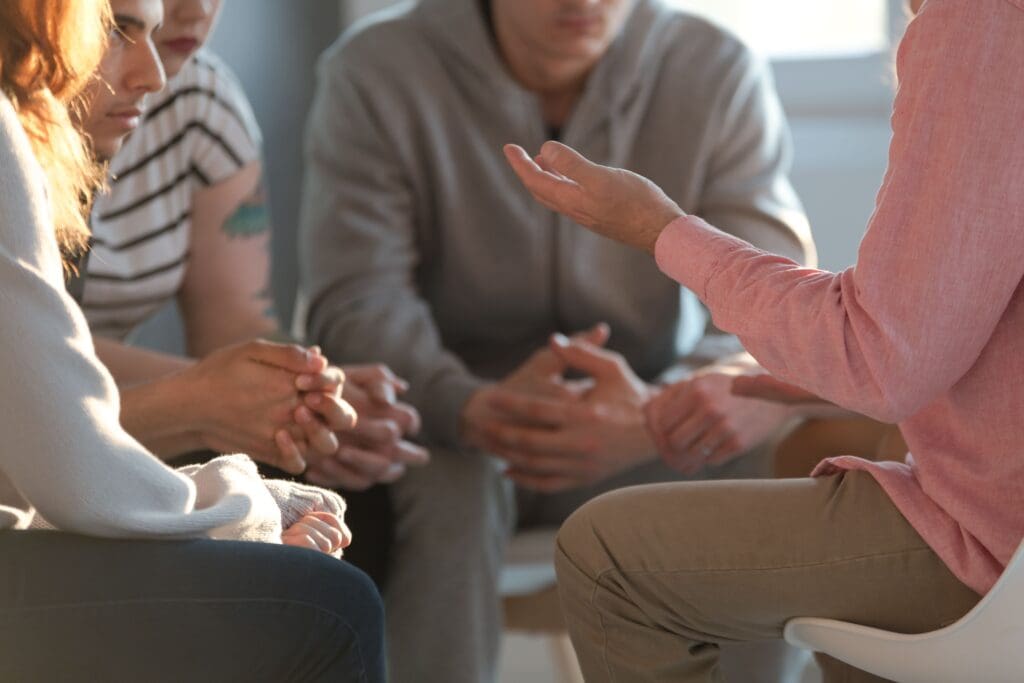 group therapy session for trauma and PTSD at rehab in spring hill tn