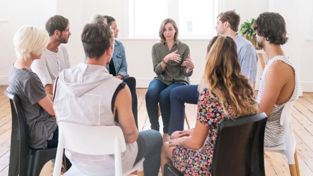 Group therapy session during rehab in Clarksville, TN. 